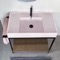 Pink Sink Bathroom Vanity, Floor Standing, Natural Brown Oak, Modern, 35